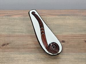 Vintage - RICO Italy - Leather & Ceramic Pipe Holder - Mid-Century